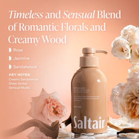 Saltair pump dispenser closeup highlighting easy, no-mess pouring and controlled use