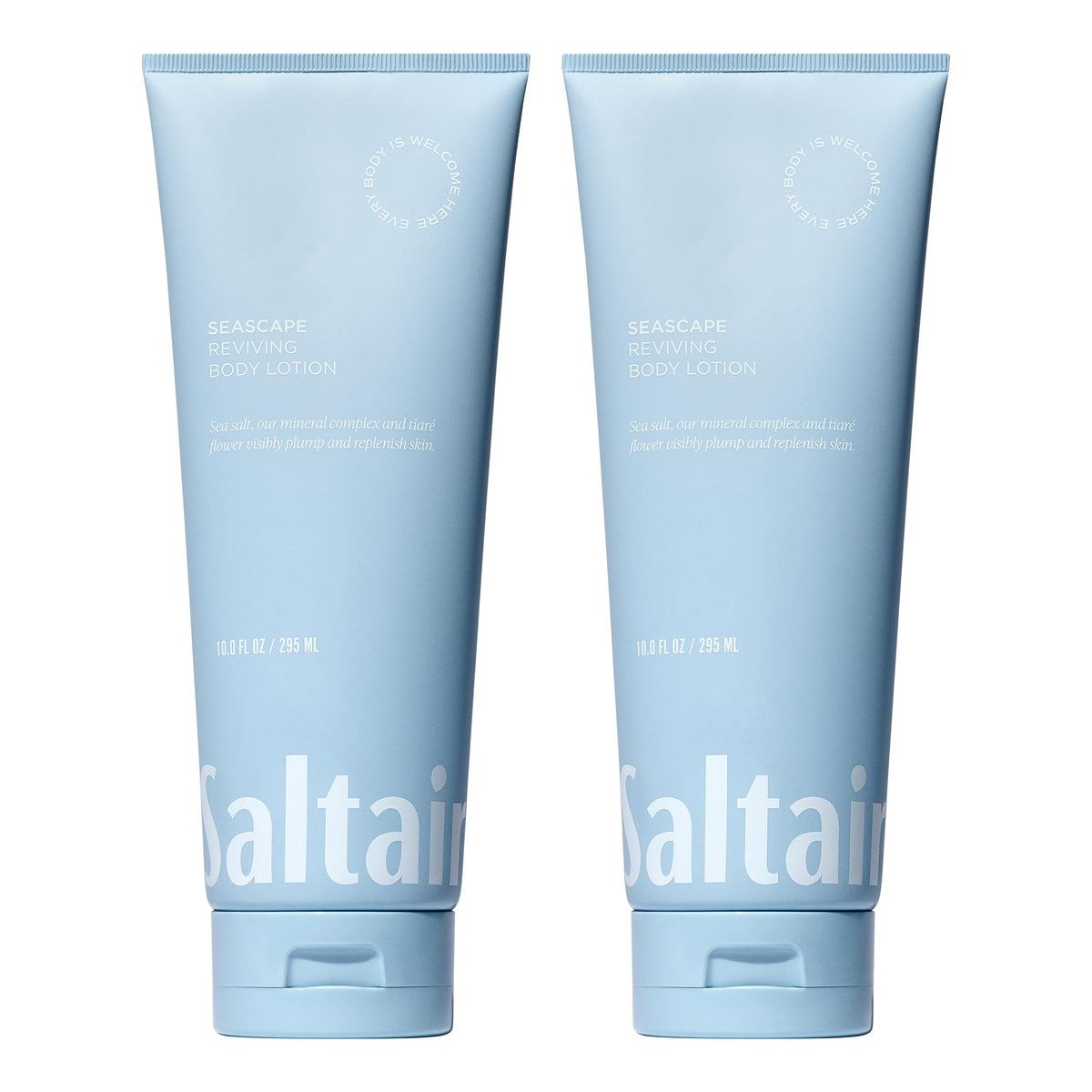 Saltair Seascape front tub showing packaging and scent benefit