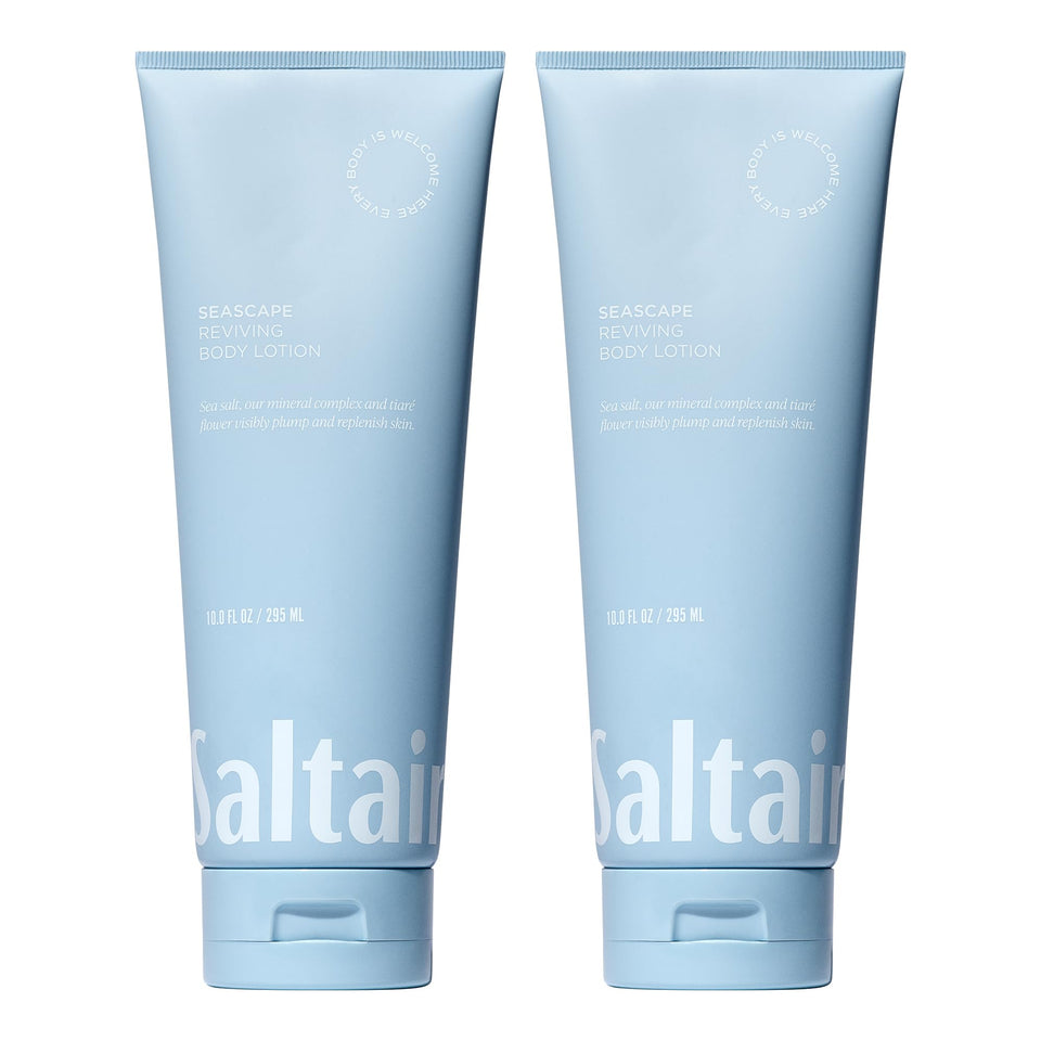 Saltair Seascape front tub showing packaging and scent benefit