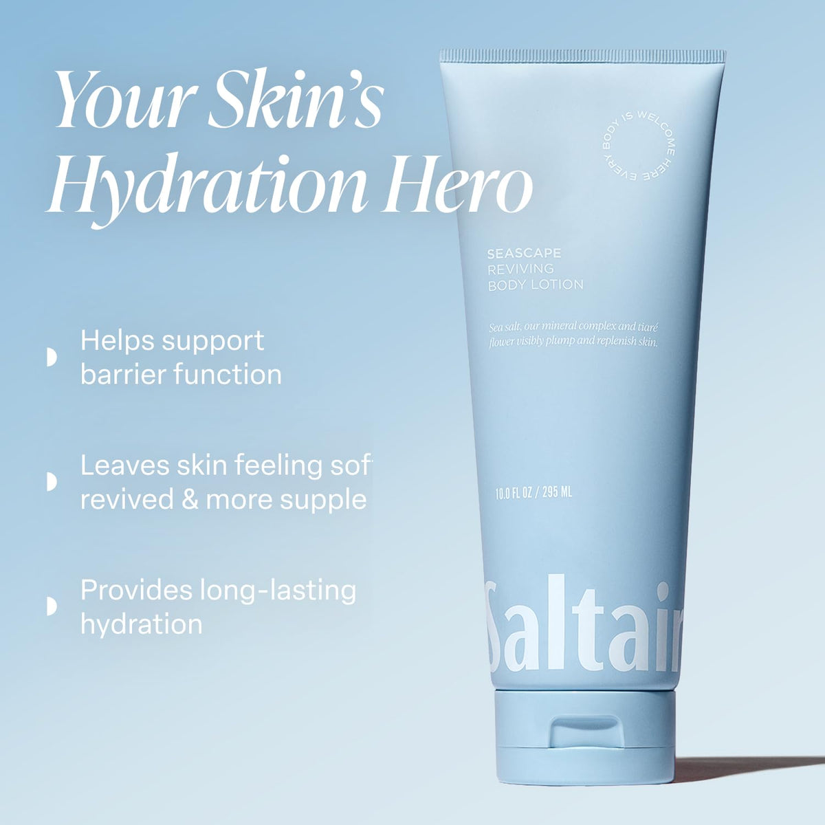 Saltair open tub cream texture highlighting quick absorption benefit