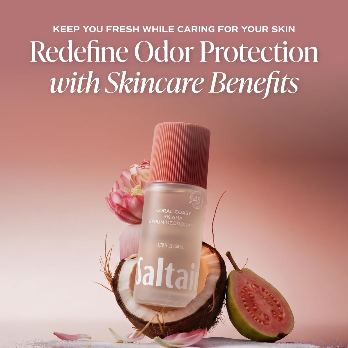 Saltair product label and ingredients list highlighting AHAs and niacinamide