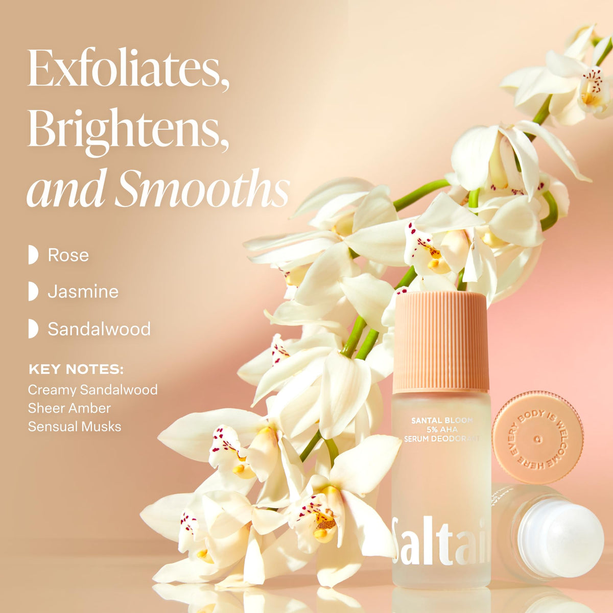 Saltair roll-on top view highlighting applicator and quick-dry design benefit