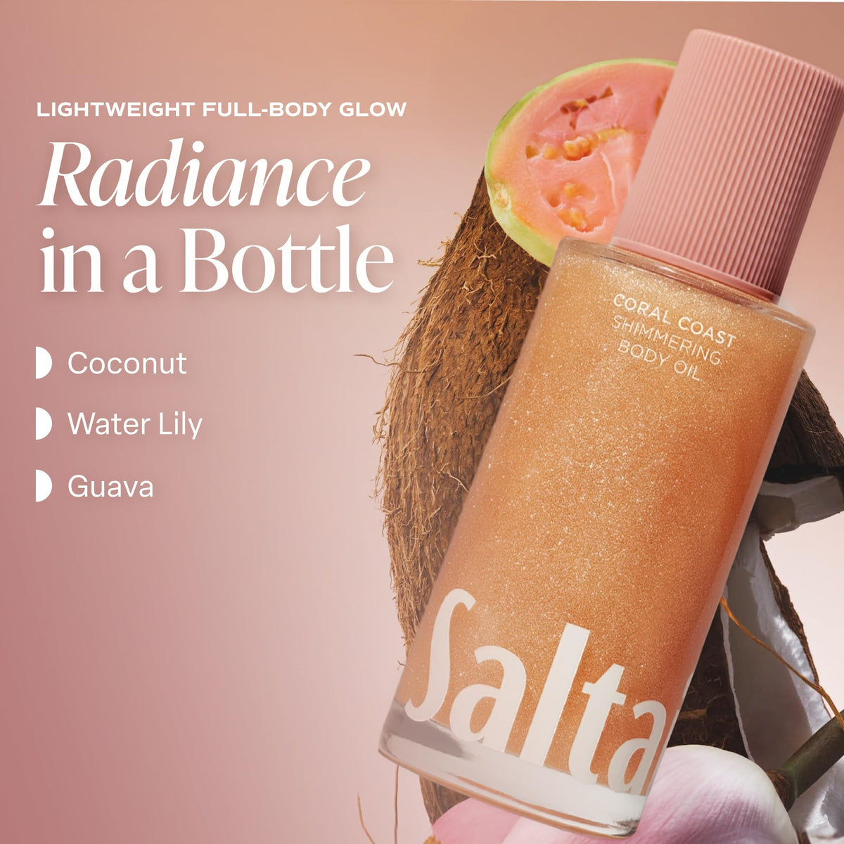Close-up shimmer texture of Saltair oil highlighting pearl pigments and smooth absorption