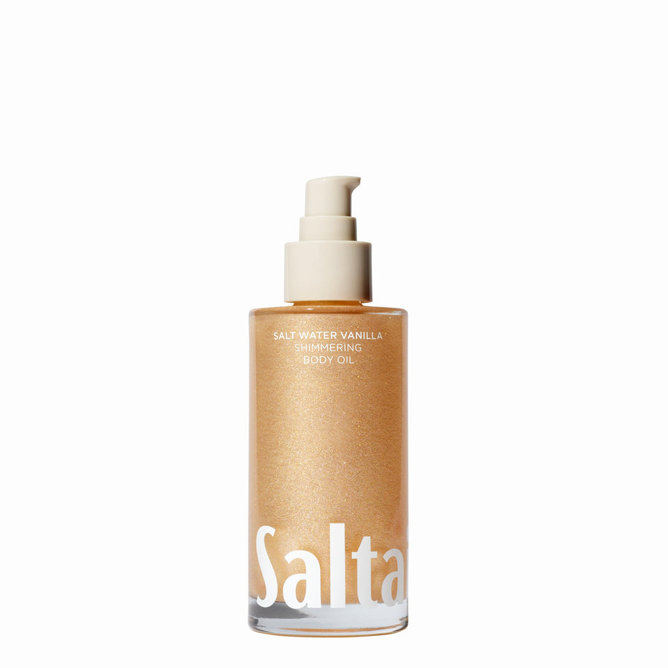 Saltair front bottle shows elegant packaging and instant glow benefit