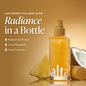 Saltair oil pouring from bottle showing lightweight texture benefit: quick absorption