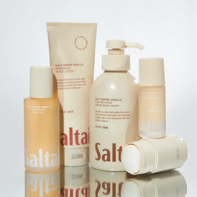 Saltair tube held beside hand to show true size and travel-friendly benefit