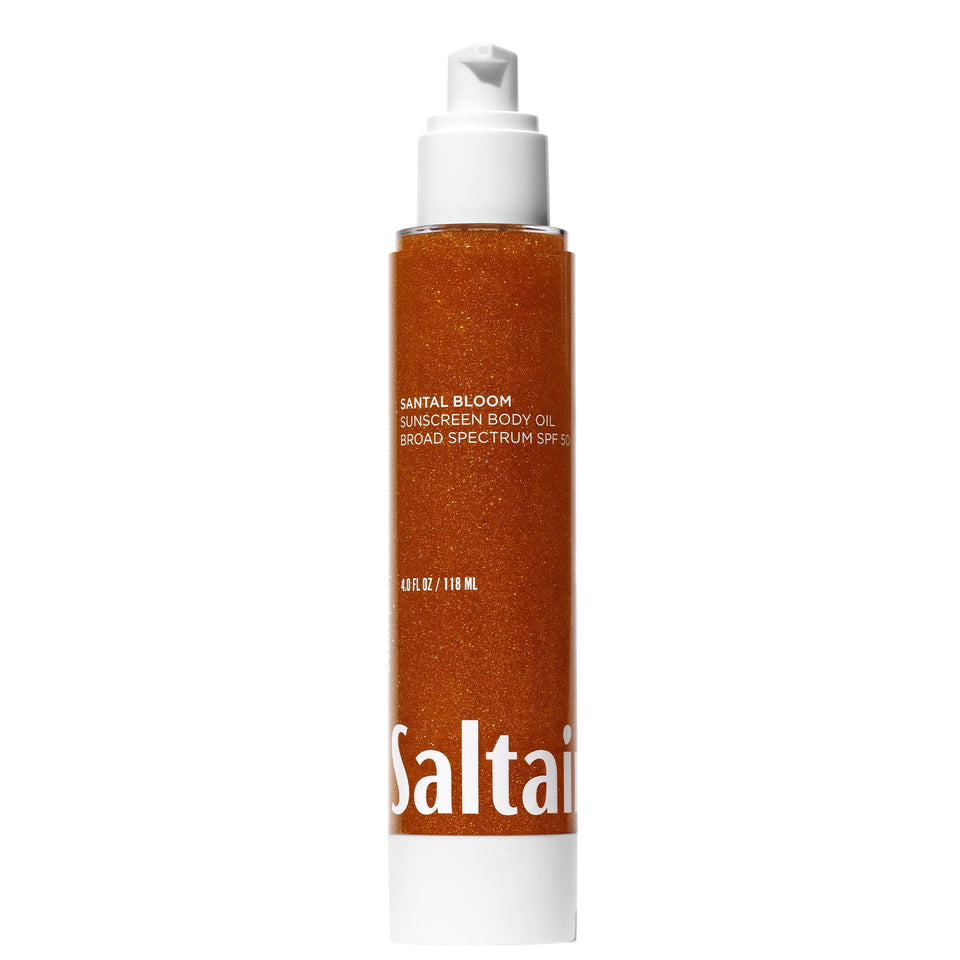 Saltair front pump bottle showing SPF 50 for easy application and portability