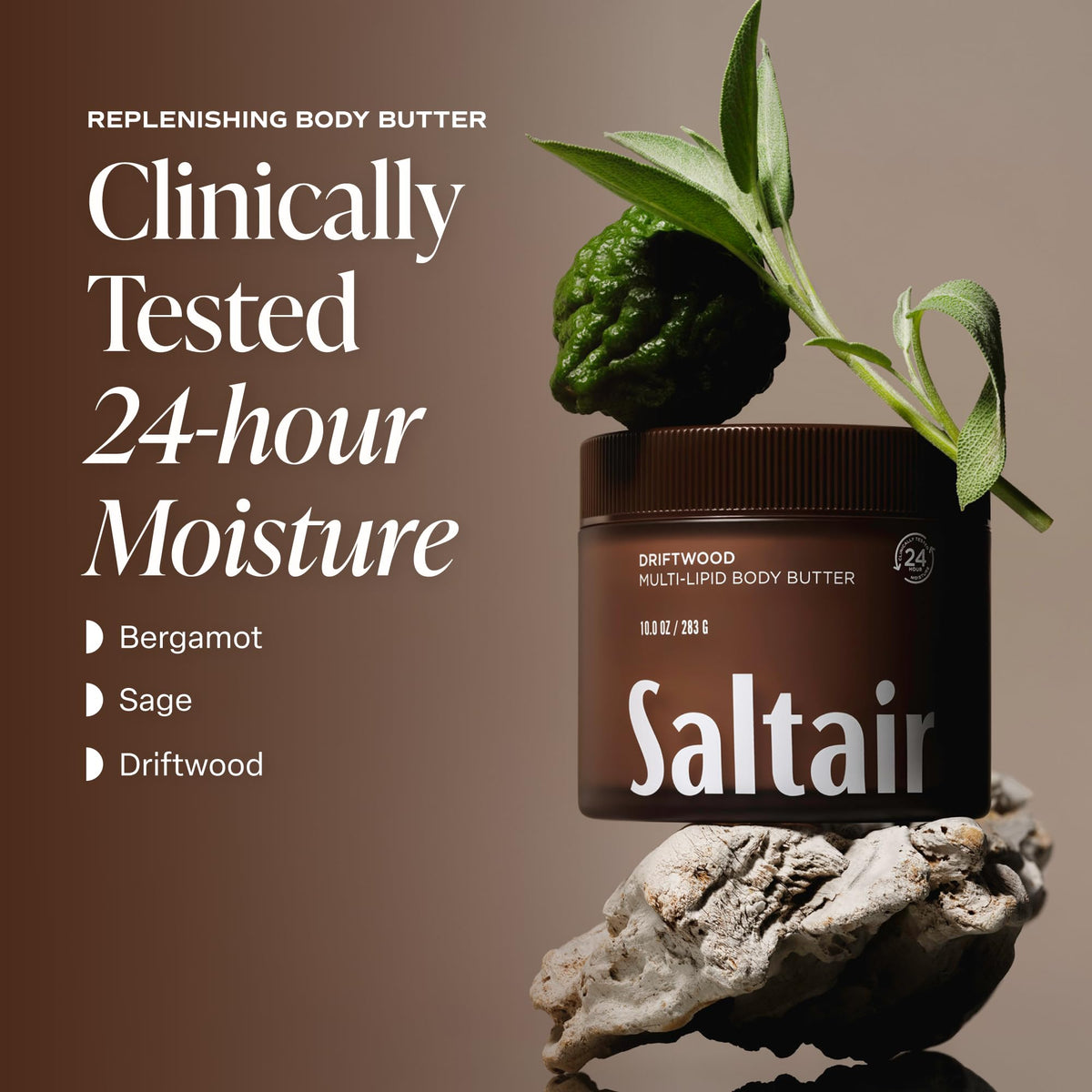 Saltair close-up texture of body butter highlighting smooth, fast-absorbing finish