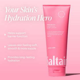 Saltair creamy lotion texture close-up highlighting fast absorption benefit