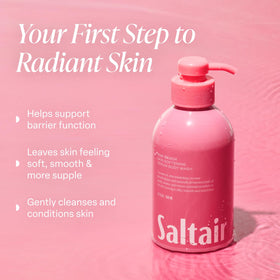 Creamy foam lather from Saltair body wash showing rich suds for effective cleansing