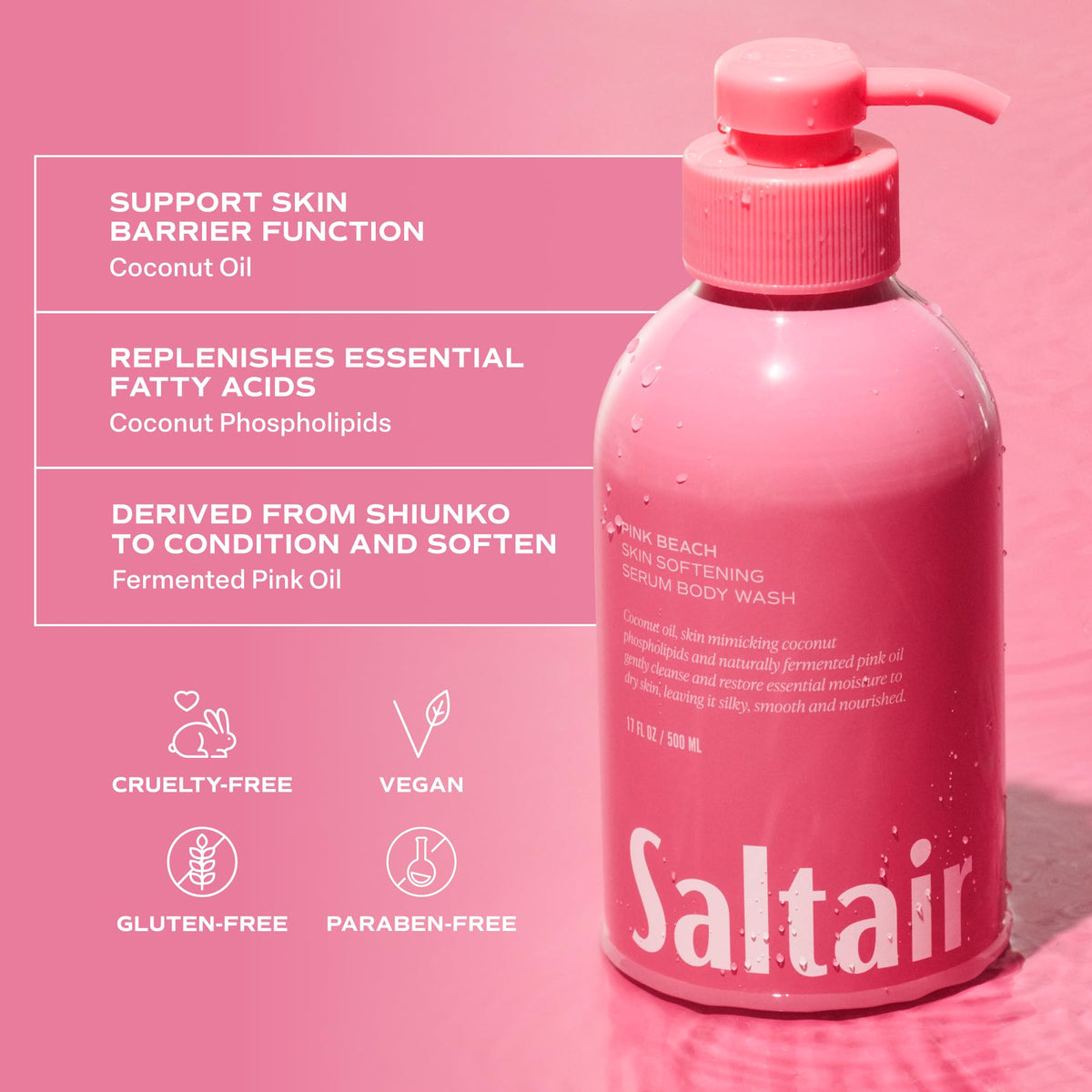 Saltair two-bottle duo on bathroom shelf for value and convenience