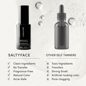 SALTYFACE application on face and neck demonstrating gentle blending
