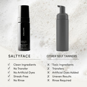 SALTYFACE back application using towel to reach difficult areas, convenience shown