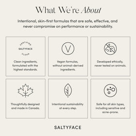 SALTYFACE lifestyle bathroom counter with product in routine showcasing easy daily use