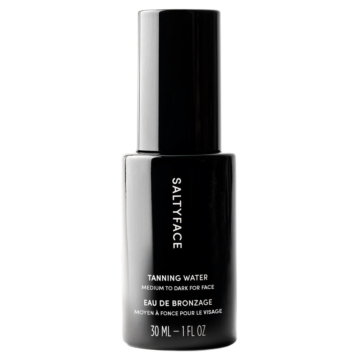 SALTYFACE front packaging showing 1 fl oz bottle and label benefits
