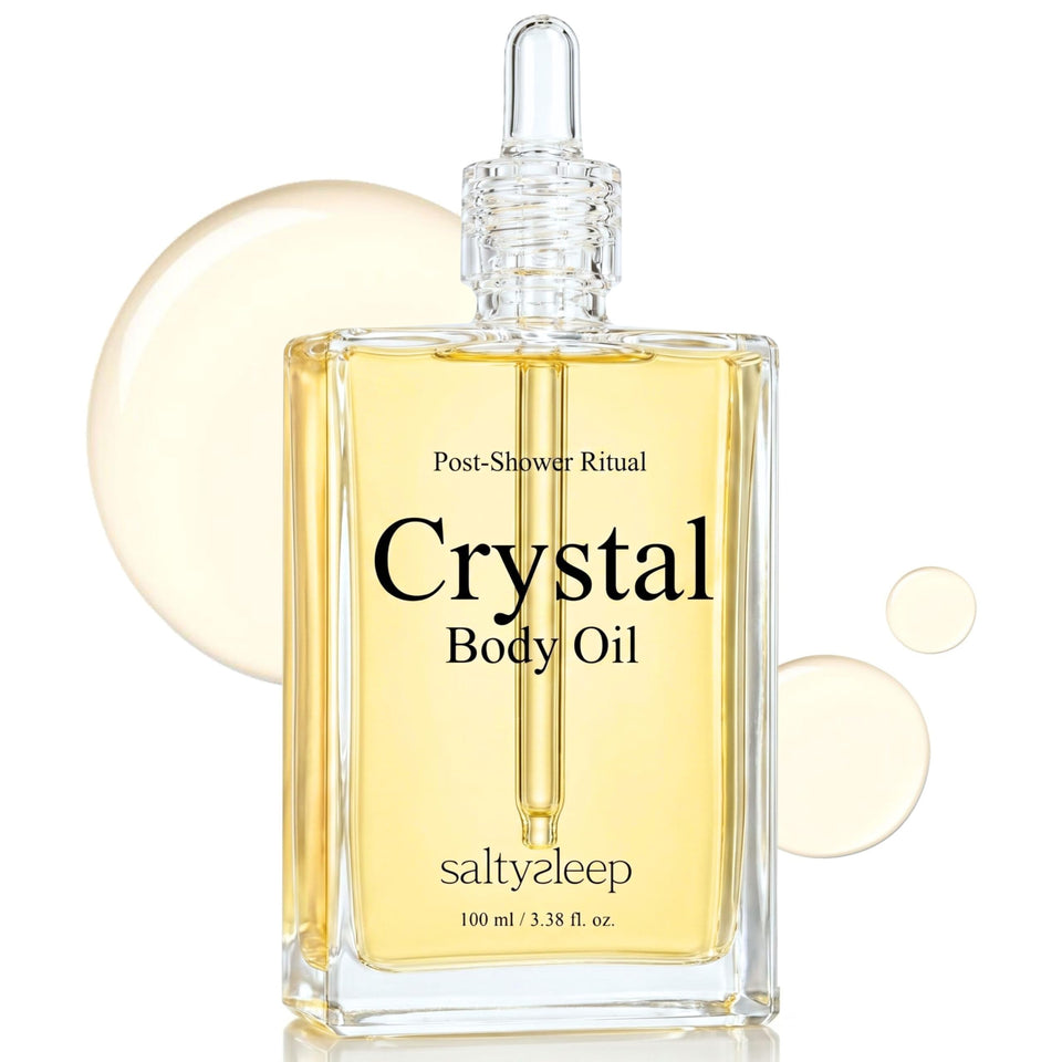 Saltysleep bottle front view showing elegant packaging and volume