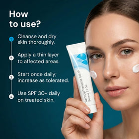 SALVE Benxop ingredient panel label highlighting 2.5% benzoyl peroxide concentration