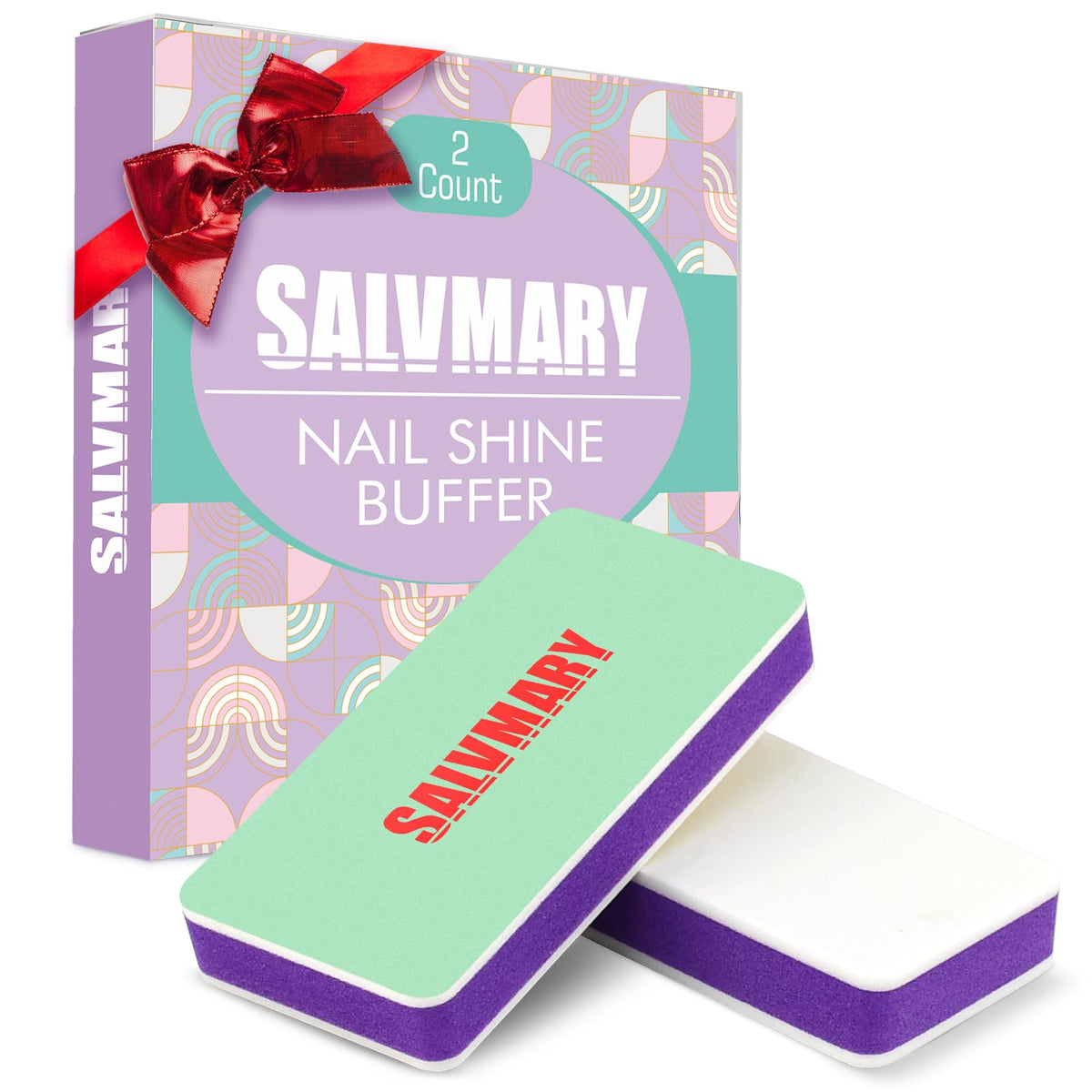 SALVMARY front packaging showing two-sided nail shiner blocks for travel