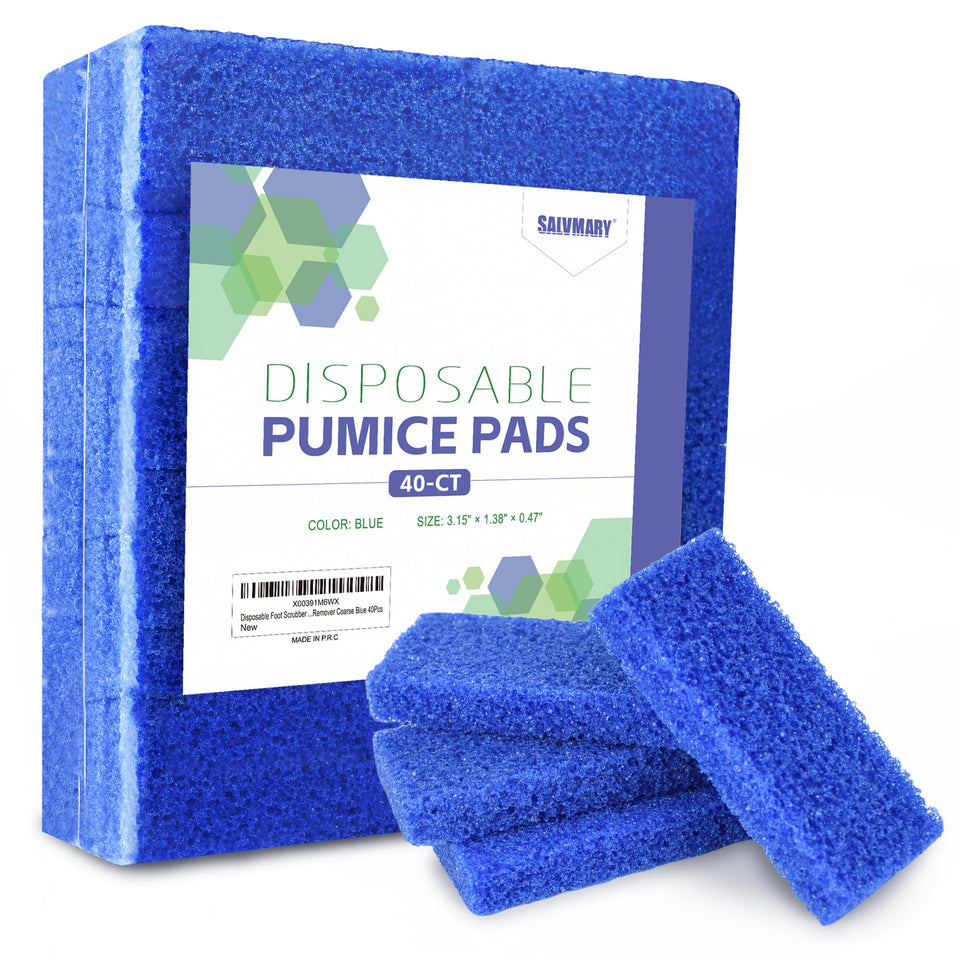 SALVMARY front packaging showing 40 coarse blue pumice pads for efficient callus removal