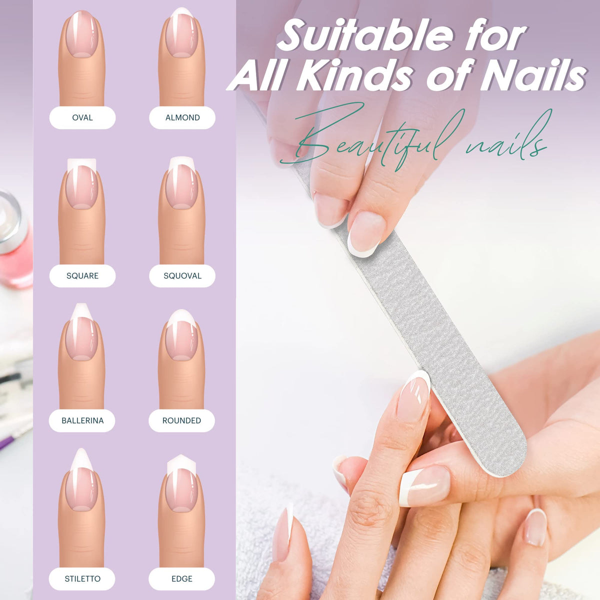 SALVMARY file in use shaping a nail tip to demonstrate efficient salon-grade performance