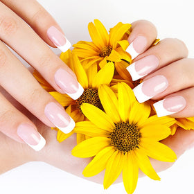 SALVMARY lifestyle scene of at-home manicure using buffers for salon results