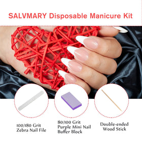 SALVMARY purple mini buffer close-up showing 80/100 grit for smoothing nails