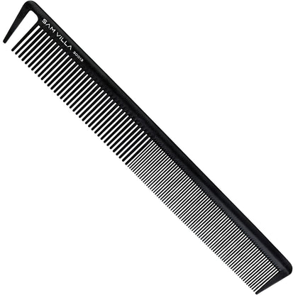 Sam Villa front view of long cutting comb showcasing sleek silhouette and glide benefit