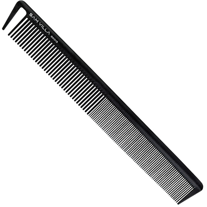Sam Villa front view of long cutting comb showcasing sleek silhouette and glide benefit