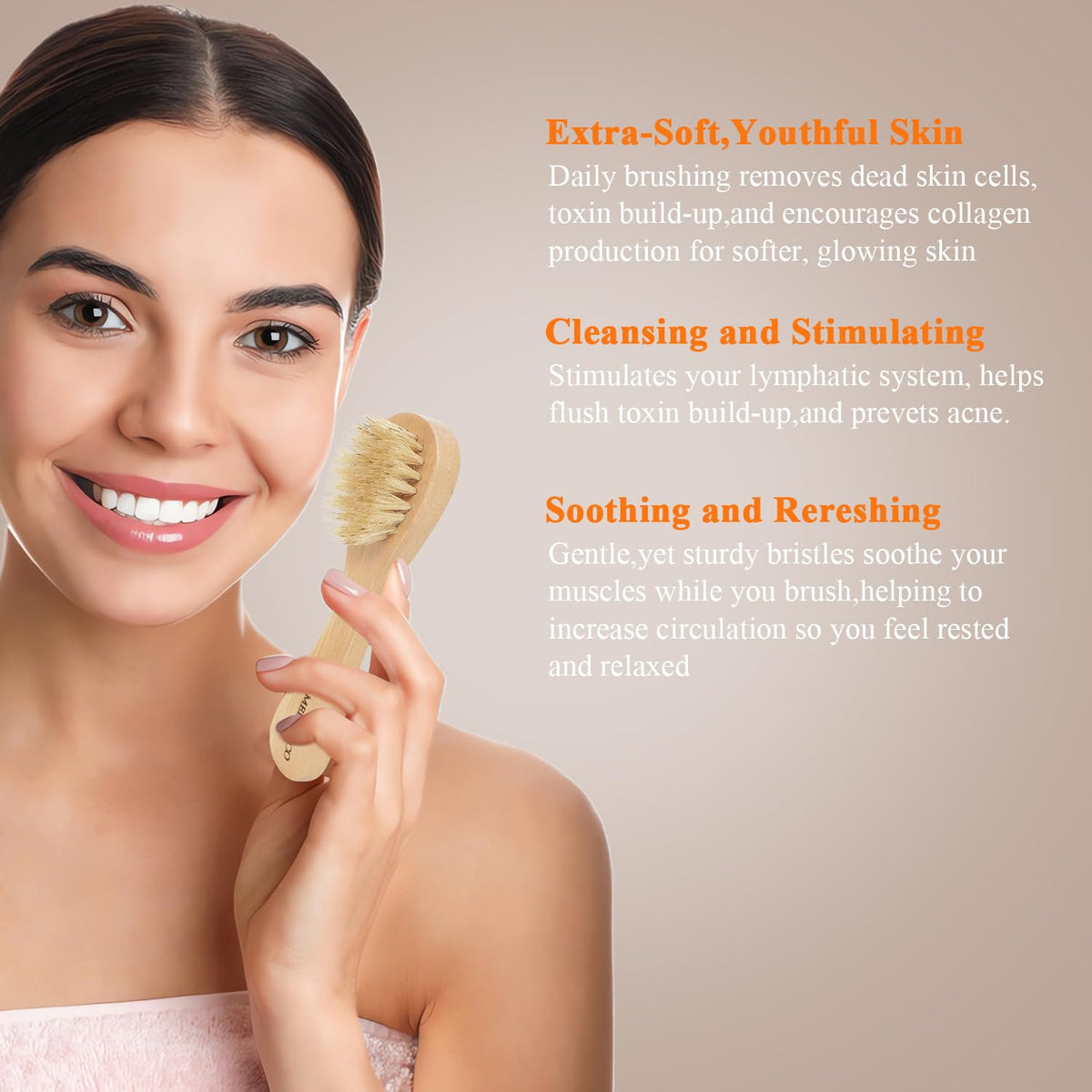 SAMEBUTECO facial brush with handle illustrating gentle face cleansing and control