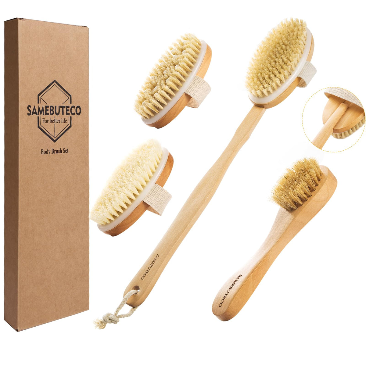 SAMEBUTECO front packaging showing full 5-in-1 brush set and gift box convenience