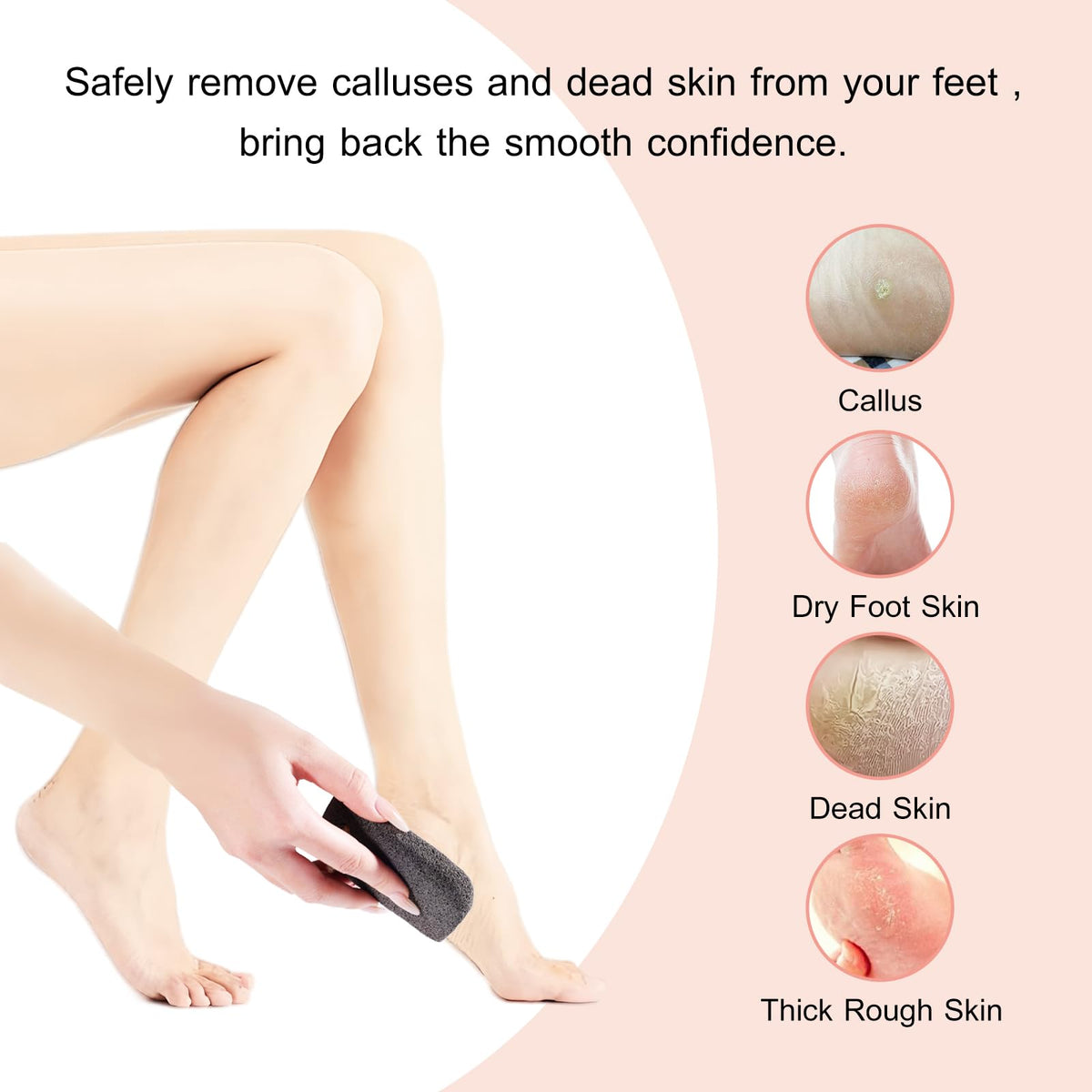 SAMEBUTECO oval pumice on sole demonstrating broad coverage and callus removal