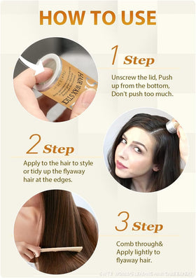 Samnyte in-use demo smoothing flyaways for a polished ponytail