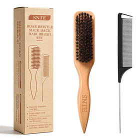 Samnyte front view of peach wood brush showing ergonomic grip and professional finish