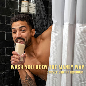 San Francisco Soap Company man bar in shower setting demonstrating daily use convenience