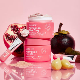 Sand & Sky label close-up showing clean-beauty claims and ingredient transparency