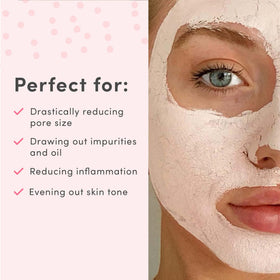 Sand & Sky mask applied on model cheek highlighting pore-refining effect