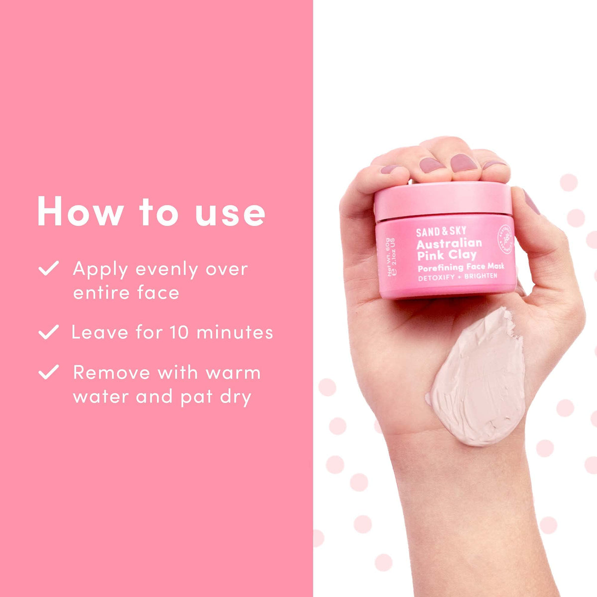 Sand & Sky rinsing off mask in bathroom illustrating easy removal and refreshed skin