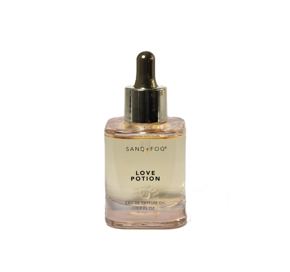 Sand + Fog front bottle showing elegant label and travel-friendly size benefit