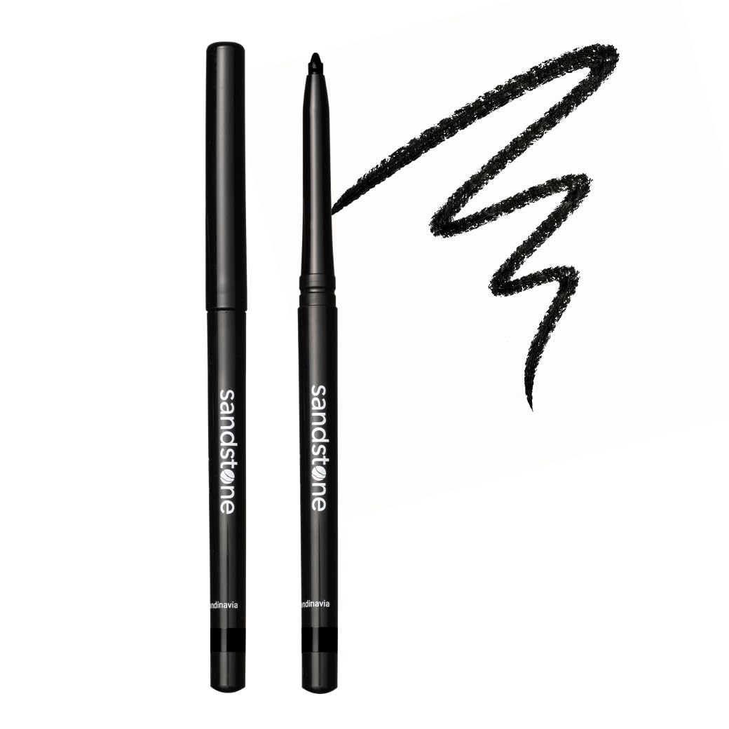 Sandstone Scandinavia eyeliner pencil front view showing sleek packaging and clear benefit of precision