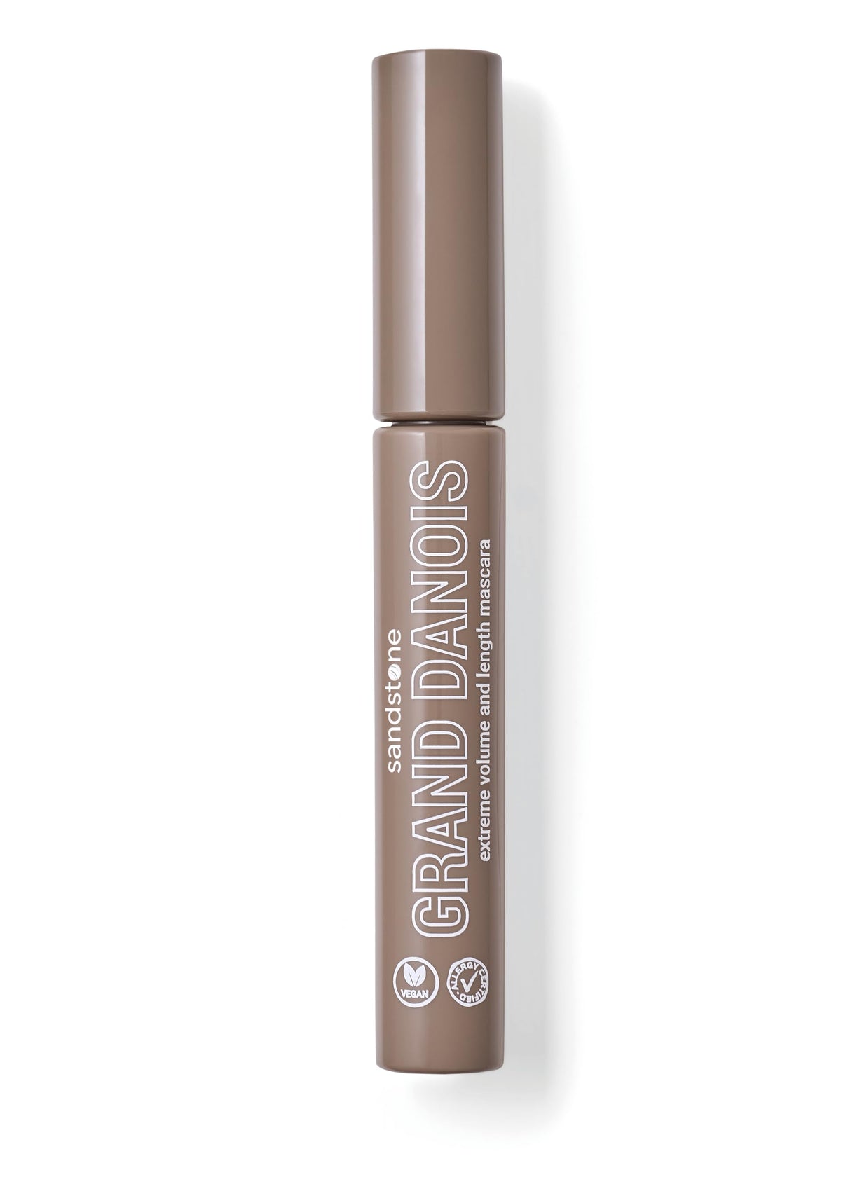 Sandstone Scandinavia mascara swatch on skin highlighting smooth, buildable texture