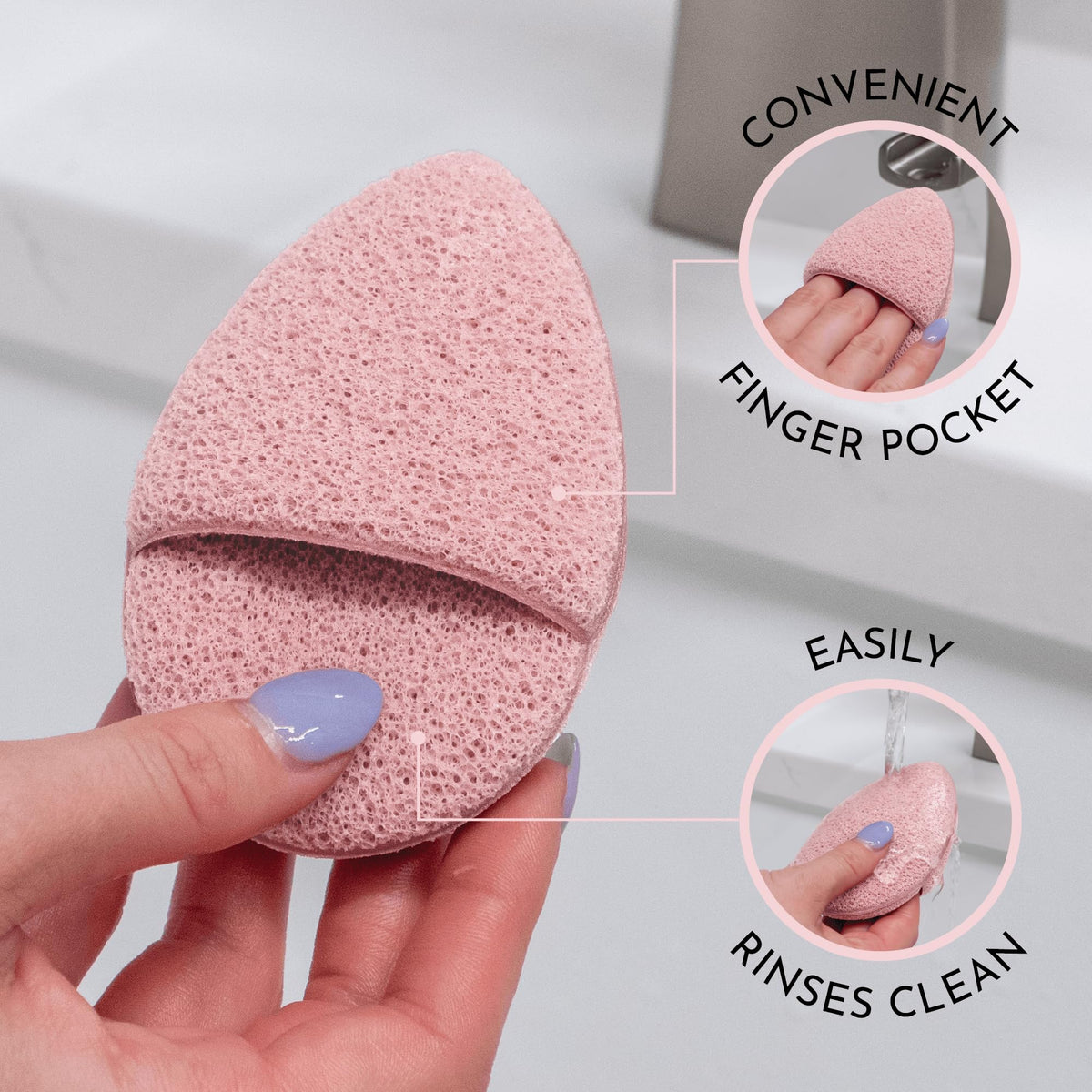 S&T INC. close-up of teardrop shape showing precise reach and gentle exfoliation