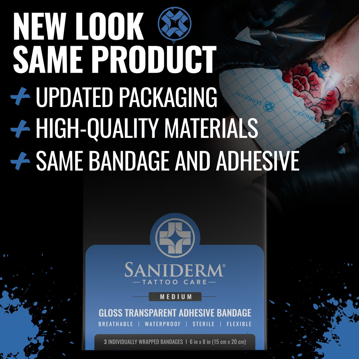 Saniderm close-up of film texture showing durability and smooth finish