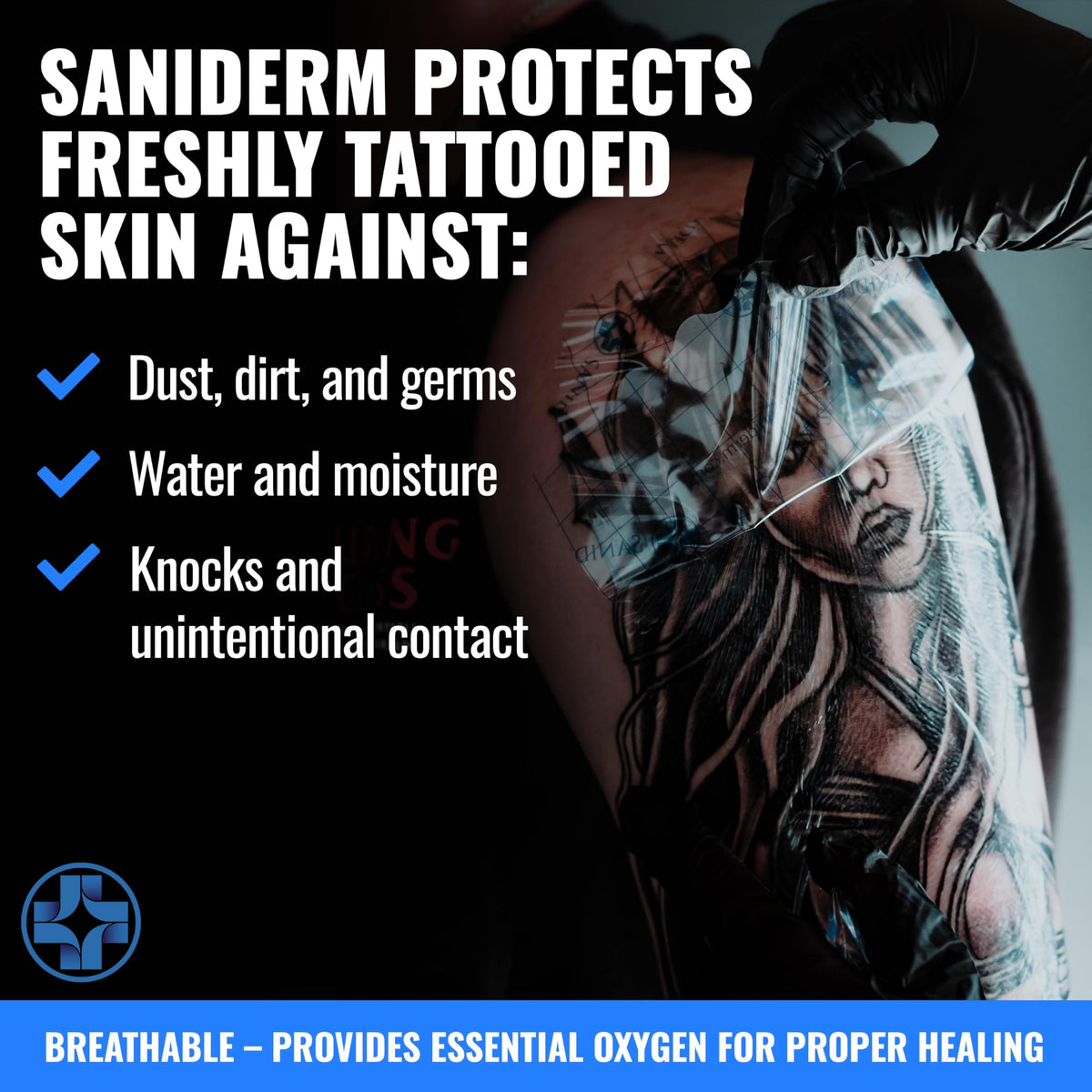 Saniderm adhesive edge detail demonstrating secure seal and comfort