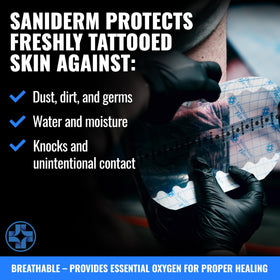 Saniderm Flex cut-to-size on skin showing customizable coverage