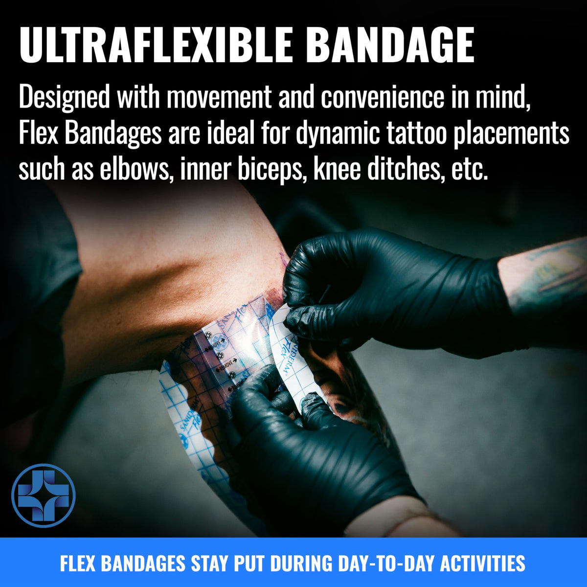 Edge detail of Saniderm Flex adhesive demonstrating secure hold