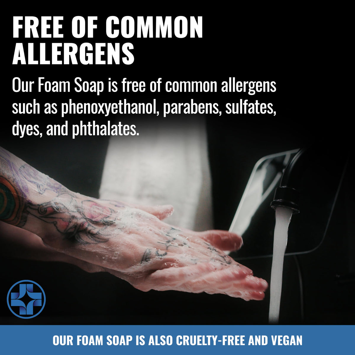 Saniderm label close-up showing ingredient claims and free-from benefits