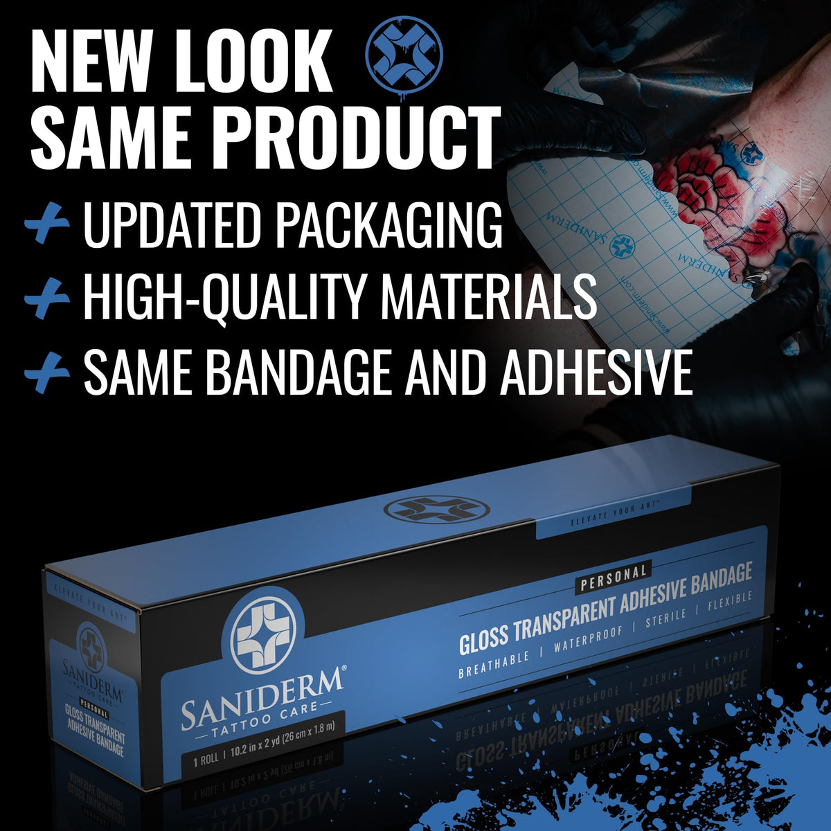 Saniderm roll core and width displayed for easy cutting and customization benefit