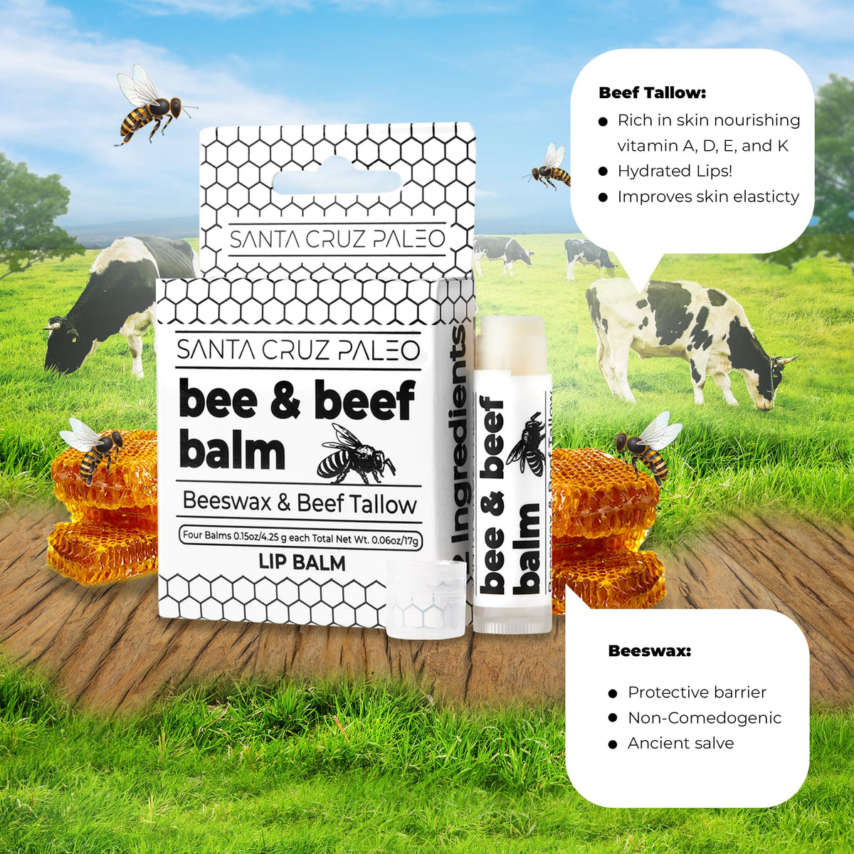 Santa Cruz Paleo beeswax ingredient image highlighting protective barrier benefit