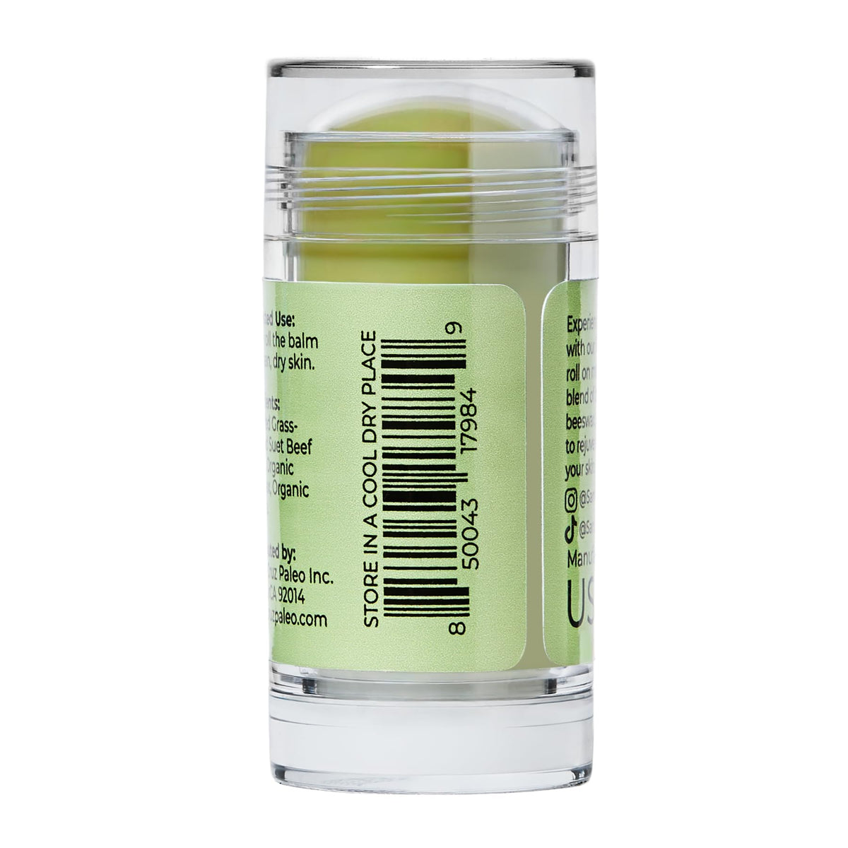 Santa Cruz Paleo balm next to everyday items to show compact, portable size