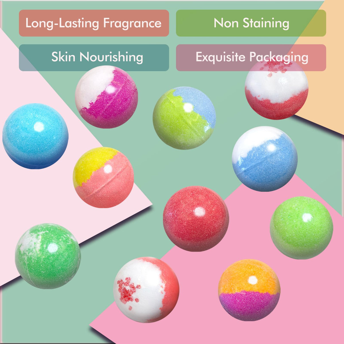 Santrela scent assortment display with ten fragrance labels for personalized bath choices